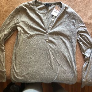 NWT Grey J Crew Henley top